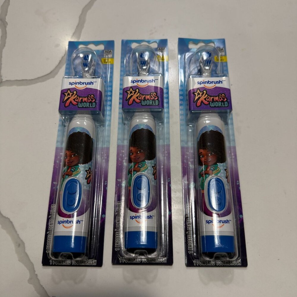 Spinbrush Karma's World Kids Electric Toothbrush Soft Bristles for Ages 3+ 3pk